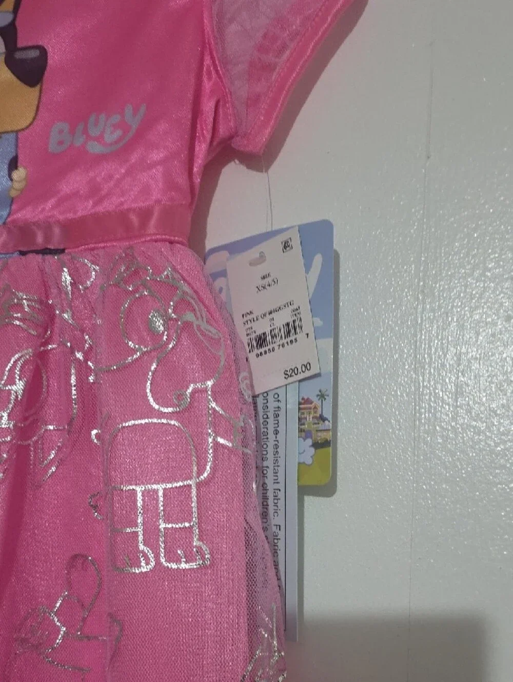 Disney Pink Bluey Girls' Nightgown with Sheer Sleeves